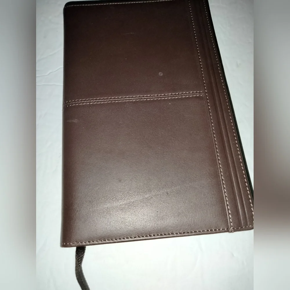 Dark Brown Genuine Leather Notebook/Journal w Line Pages & Interior Slip Pockets